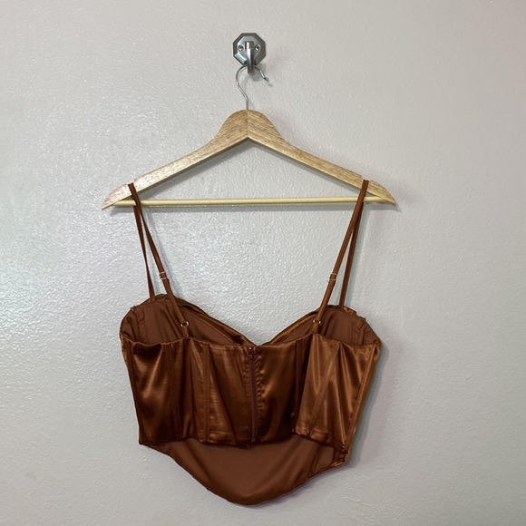 NWOT - BURNT ORANGE SATIN CORSET TOP - Picture 4 of 8